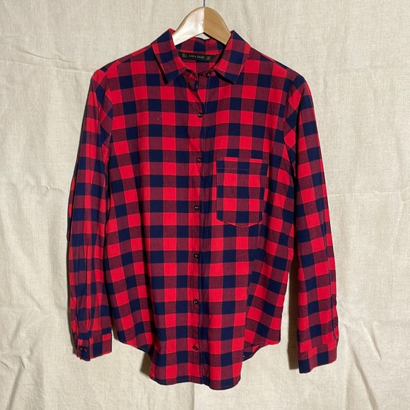 Zara Basic Plaid Button Down - Picture 1 of 3